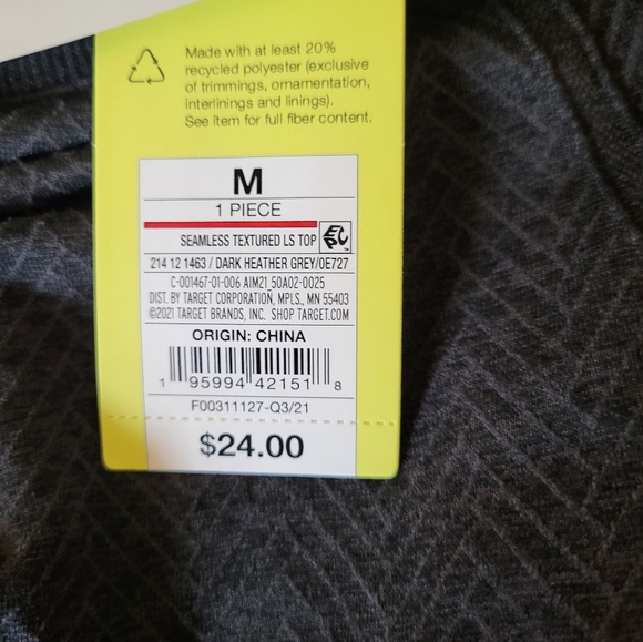 NEW All in Motion Charcoal Top, Size Medium - Picture 4 of 4